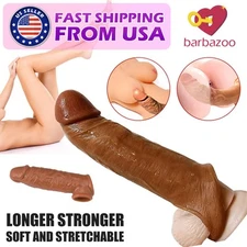 Penis Sheath Male Bigger Sleeve Girth Reusable Condom-Extender-Enlarger-Enhancer