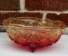 Jeanette Pressed Glass Amberina Stars & Arches Pattern 8” Bowl Flashed 1950’s