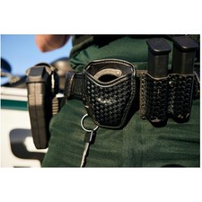 Dual Belt Loop Handcuff Case, Basketweave Black