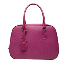 Prada Triangle Logo Leather Handbag Women Pink One Size