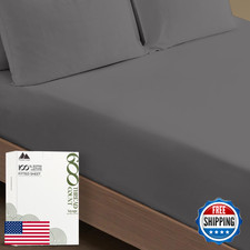 MAYFAIR LINEN 100 Egyptian Cotton Full Size Fitted Sheet 600 Thread Count Deep