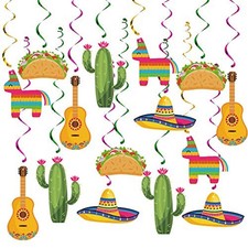 Mexican Fiesta Hanging Swirl Decorations, Cinco De Mayo Party Supplies