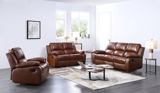 Leather Recliner Sofa 3+2+1 Suite Set – Modern Motor & Manual Recliners VALENCIA