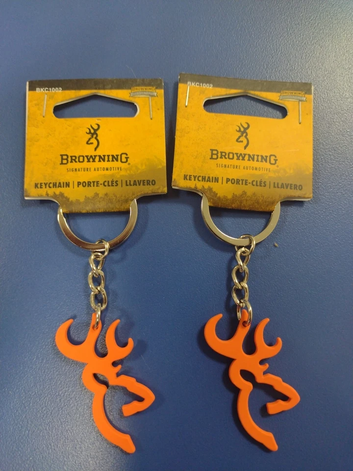 2 Llaveros Browning Naranja Ciervo Buckmark Logo Caza Aire Libre Camping Foto 4 de 4