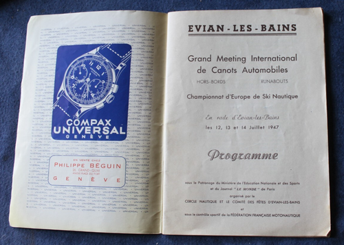 EVIAN LES BAINS / 1947 MEETING CANOTS AUTOMOBILES HORS BORDS / PROGRAMME - Picture 2 of 3
