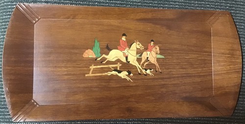 Fox Hunting Haskelite Rectangular Wood Grain Set of Four Serving Trays #1A - Picture 8 of 11