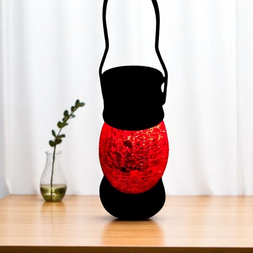 Vintage Style Solar LED Lantern Crackle Glass Color Changing Outdoor/Indoor - 第 9/10 張圖片