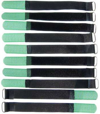 10 x Hook and Loop Cable Ties 16cm x 16mm Dark Green Hook and Loop Tapes Cable Hook and Loop