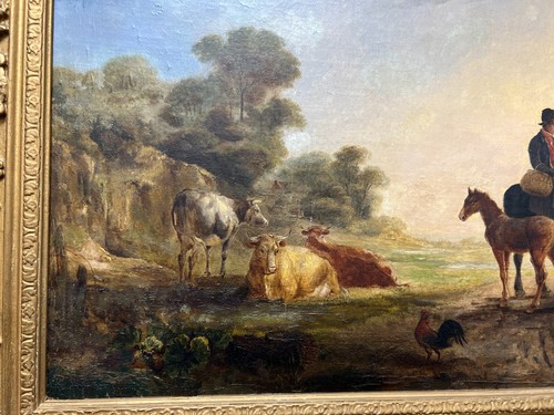 Dipinto olio su tela scena fattoria inglese firmato e datato di John Dearman 18"x21" - Foto 5 di 7