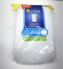 Hanes Boys' Tagless Tanks Size S Wicks Cools Breathable Pack of 8