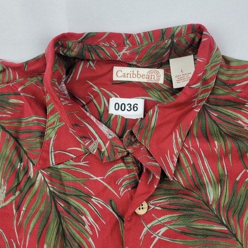 Caribbean Men’s Shirt Sz Large Hawaiian Shirt Aloha Palm Leaves Vacation Cruise - Picture 6 of 6