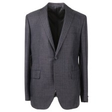 SARTORIA PARTENOPEA Gray Striped Extrafine Wool and Silk Suit 40R Eu 50 NWT
