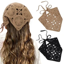 HAIMEIKANG Floral Crochet Hair Bandanas Headscarf 2 PCS Women Hair Scarf Dais...