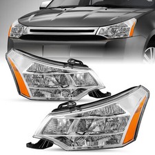 For 2008-2011 Ford Focus S Se Ses Sel Halogen Chrome Amber Headlights Lr