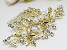 Gold tone hair comb bridal wedding crystal rhinestone hair accessories ha1931