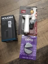 Bar Tools Lot: Houdini, Oēno, & Vacu Vin. Cocktails Maker Wine Saver Gift