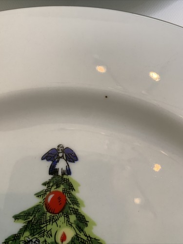 Set of 4 Sea Gull Fine China Christmas Tree Dinner Plates Gold Trim Hand Painted - Picture 3 of 11