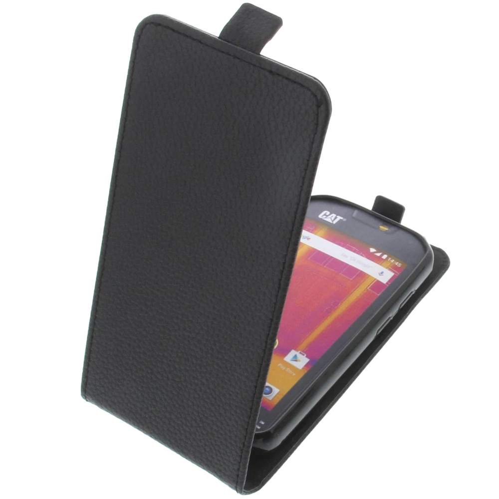 K-S-Trade Compatibile con Caterpillar Cat S60 Cassa del Raccoglitore Tasca Custodia Protettiva Borsa Coperchio di Protezione Portafoglio Completamente Funzionale Copertura Smartphone Nero + Cuffie