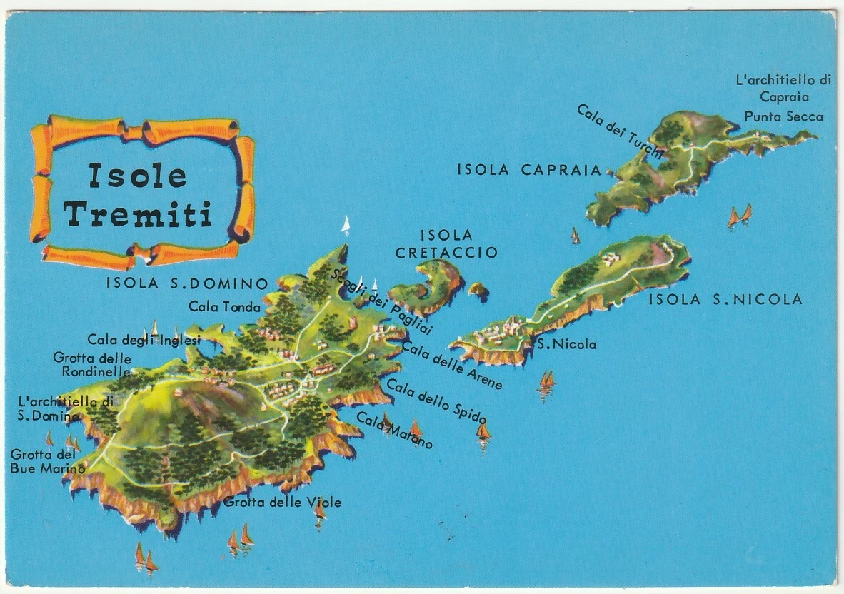 ISOLE TREMITI - FOGGIA - CARTOLINA CARTINA GEOGRAFICA -52509- | eBay