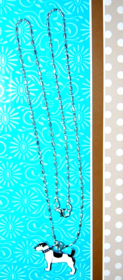 COLLAR COLGANTE JACK RUSSELL TERRIER CACHORRO PERRO BLANCO Y NEGRO HECHO EN EE. UU. #D1 Foto 3 de 4