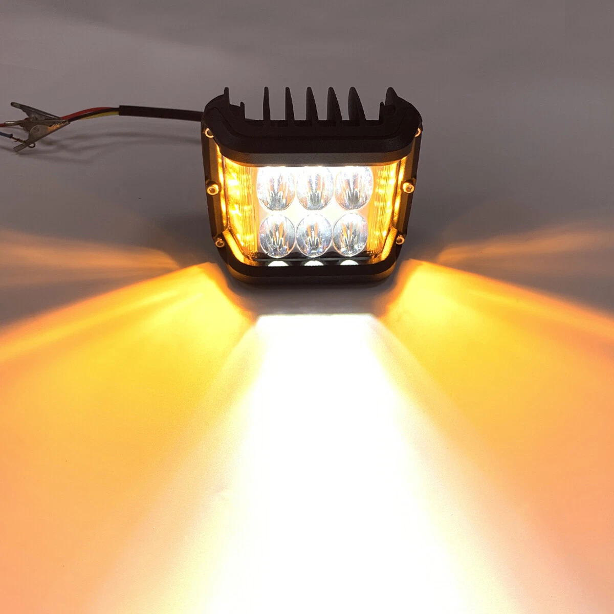Side Shooter LED Pods 4 Inch Strobe Lights Dual Color Light Bar White Amber 45W