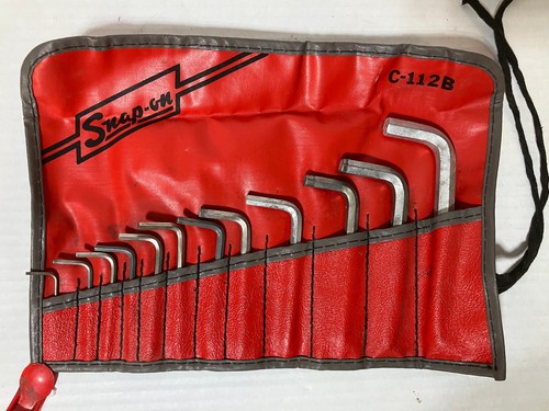 Snap-On L-Shaped Hex Keys Roll Up Red Pouch C-112B-Allen Wrench Set SAE