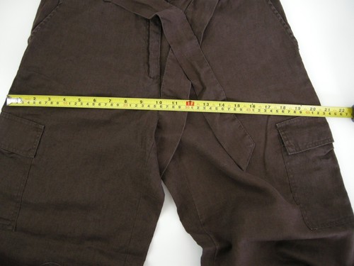 VTG Women Linen Long Cargo Pants 22” Wide Leg Tie Waist WILLI SMITH Casual Sz 6 - Picture 11 of 12
