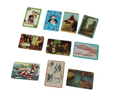 Lot of 10 Vintage Swap Playing Cards Animals People Canasta Tropical 54158