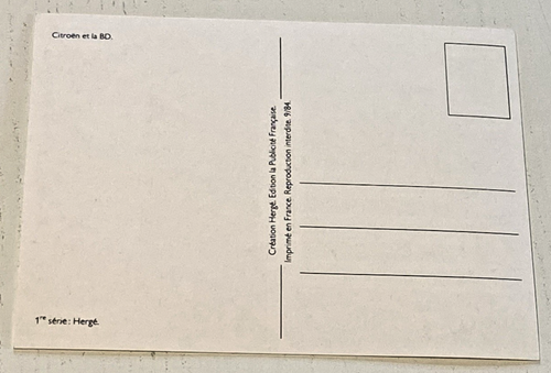 CITROEN et la BD - Carte Postale 2CV - Création Hergé - Septembre 1984 - Imagen 2 de 2
