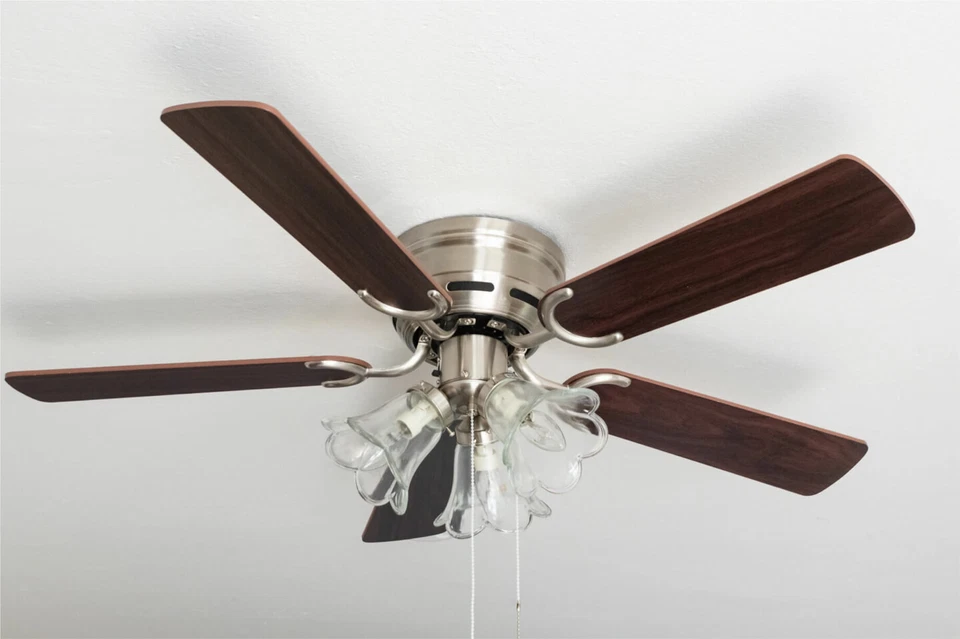 Ceiling Fan with Light Kisa Deluxe Nickel Matte 105 CM Blades Oak & Walnut - Image 2 of 4