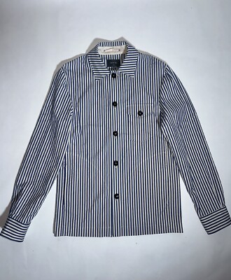 Private White VC Herren Overshirt Seersucker Streifen Blau Weiß Gr. 3 / Small Neu