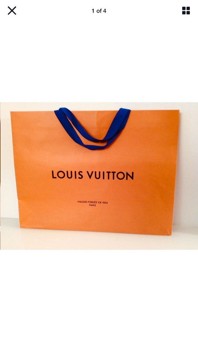 LOUIS VUITTON Authentic New XL Orange Gift/Shopping Tote Paper Bag