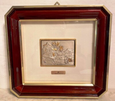 OOAK ARTIST FRANCOIS LEPETIT 3D ETCHED SS 925 & GOLD PLATE FRAMED ARTWORK