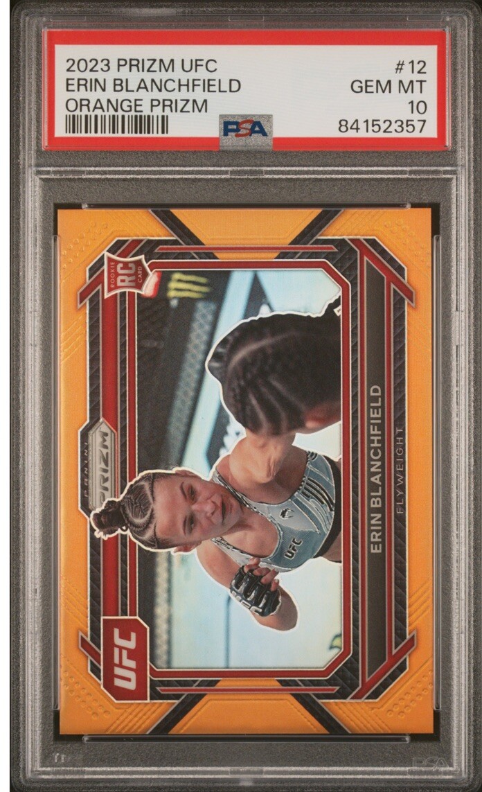 2023 Panini Prizm UFC Erin Blanchfield Orange Prizm #12 Rookie RC /99 PSA 10