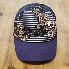 Girls Floral Trucker Hat Cap Snapback Mesh Purple Flowers Striped One Size