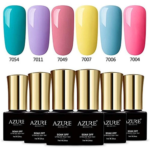 Gel Nail Polish Set Rainbow Colors Azure Beauty Uv Led Candy Gel Nail Polish Set Rainbow Colors Uv Led Candy Macaroon 6 Pcs 0 24 Oz