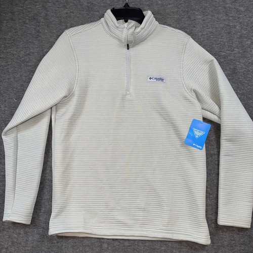 Columbia PFG Mens Bonefish Quarter Zip Ribbed Pullover Cool Grey Sz S NEW