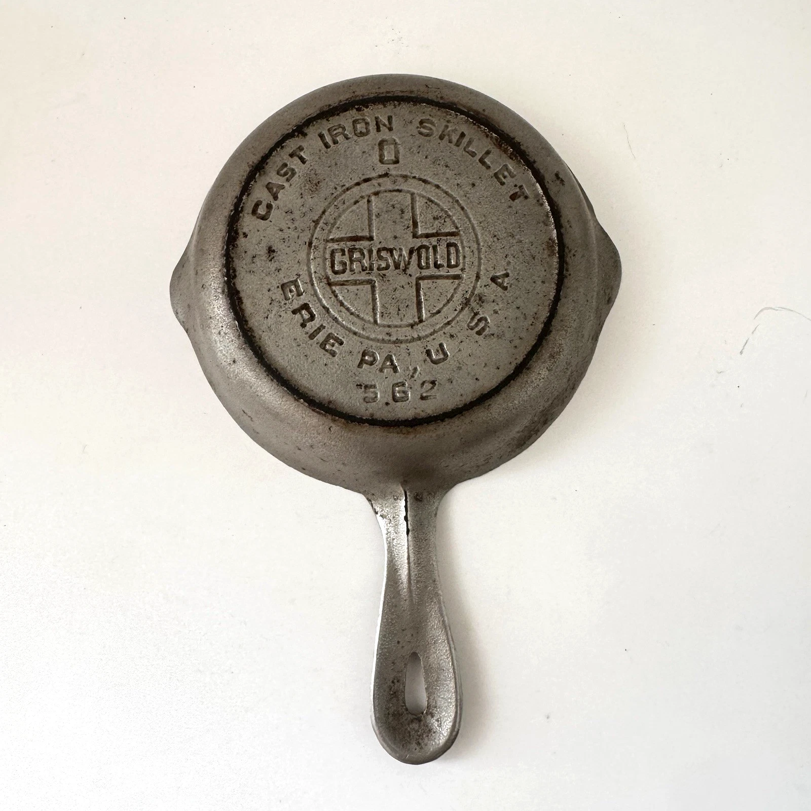 Griswold 0 Nickel Finish Cast Iron Skillet 562 Large Block Logo Heat Ring