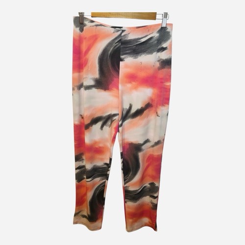 Sympli Narrow Pant Ankle Pants Marble Print Size 10 Pink Orange Travel Soft - Picture 4 of 9