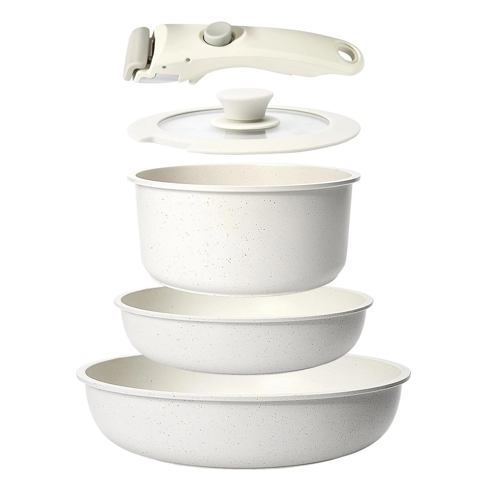 Gipp Pots Pans Set Non Stick,5pcs Cookware Sets Nonstick Detachable