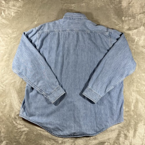Vtg L.L. Bean Men’s Denim Shirt XL Blue Jacket Shacket Flannel Lined Made Canada - Picture 8 of 12