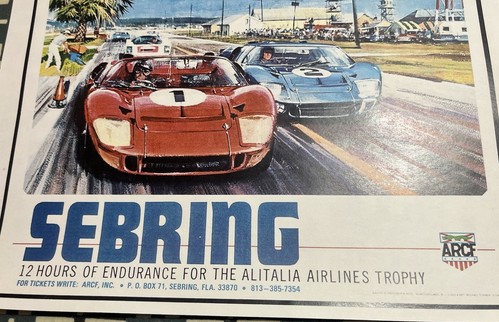 Carroll Shelby Ford GT40 12 Stunden von Sebring 1967 Poster mit Signatur hinzugefügt! - Bild 4 von 4
