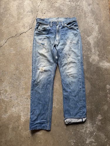 Vintage Penneys Foremost Selvedge Denim Jeans Blue Straight Leg Zipper Fly 31x30