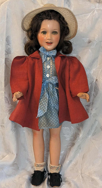 VTG 1940's "IDEAL" "DEANNA DURBIN" DOLL. COMPOSITION. 21" H. ALL ORIG. V.G. COND