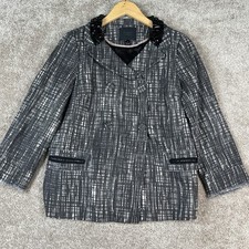J Crew Collection Contessa Tweed Blazer Womens 6 Black Jeweled Collar Jacket