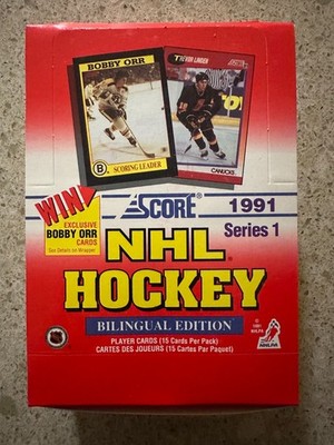   1991 SCORE NHL HOCKEY SERIES 1 BILINGUAL EDITION FACTORY BOX 36 SEALED PACKS