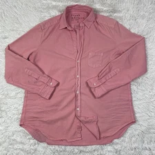 Frank & Eileen Shirt Womens Medium Pink Oversized Button Up Distressed Pocket M