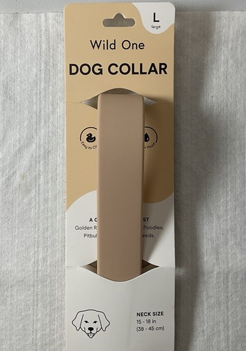 Wild One Adjustable Dog Collar - Large (Neck 15”-18”) - Tan Colorblock - New - Picture 2 of 4