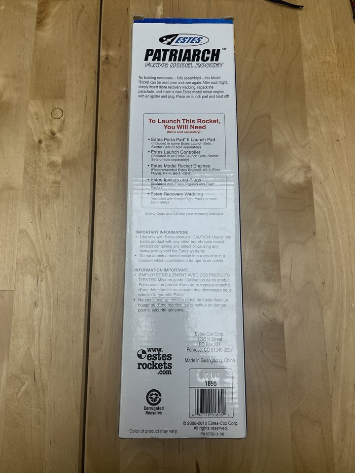 Estes PATRIARCH no. 1895 Fully Assembled Model Rocket Kit No Engines ...