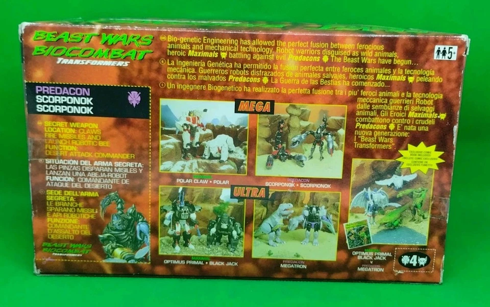 KENNER TONKA TAKARA '96 BEAST WARS BIOCOMBAT Transformers Predacon SCORPONOK NEW - Immagine 2 di 4